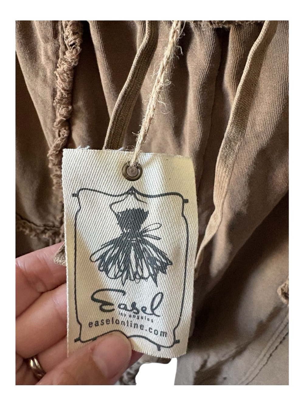 Easel Mineral Washed Terry Knit Wide Leg Frayed Edge Brown Lounge Pants 3XL Boho - Picture 7 of 15